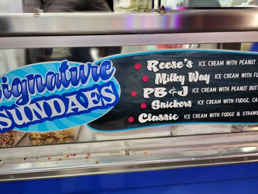 Ultimate Sundaes menu