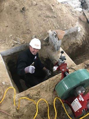 Snaking the mainline at Beth Israel Hospital in Needham.