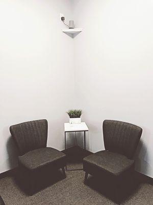 The sitting area in our demo room where we will get to know you and your needs, the goals you're trying to achieve and how we can help!