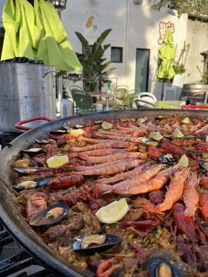 L.A. Paella Catering- Mardi Gras Celebration called for Crawfish on our Traditional Paella Mixta.