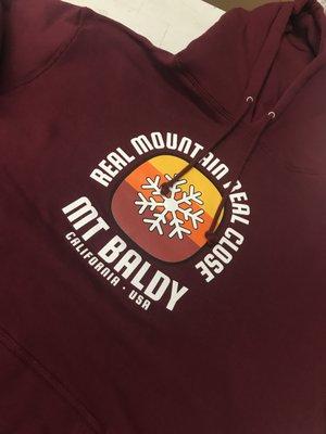 5 color plastisol print with barrier base on an IND4000 hoodie