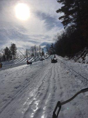 Shot of the pull wire pulling us up the hill