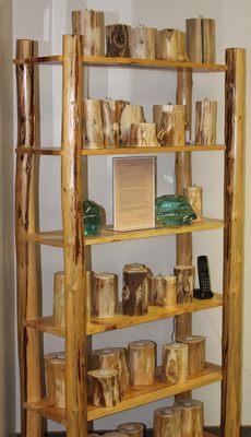 Rustic cedar log candles from logs harvested in northern Michigan, USA.