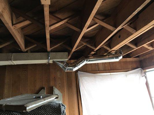 Wow Dan Woy!Great solution to original ductwork that hung too low to hide, which was the purpose of doing any of the ductwork! Unacceptable!