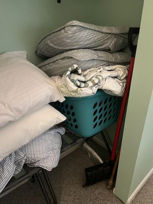 dirty linens left in closet