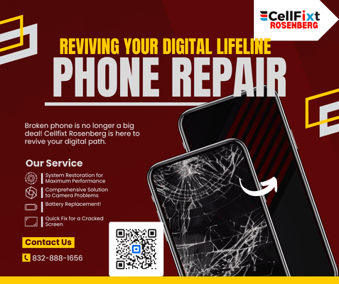 "Broken but not beaten! Bring in your shattered devices, and let's turn your tech tragedy into a triumph.  #cellfixt"