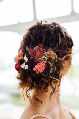 Natural texture curly hair up do