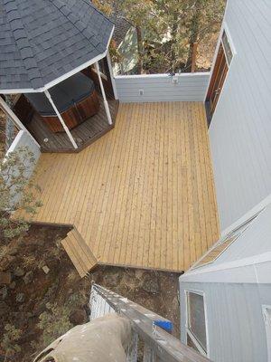 Brand new deck and hot tub enclosure.