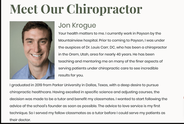 Meet our Chiropractor