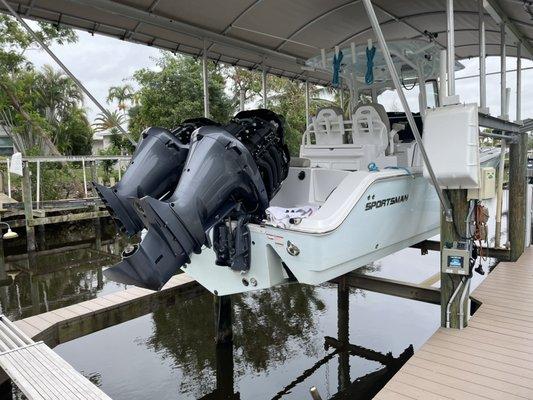 Annual maintenance on a pair of Yamaha 300's.