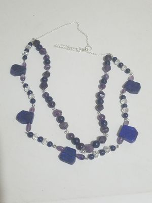 Amethyst and Lapis Lazuli on sterling silver.