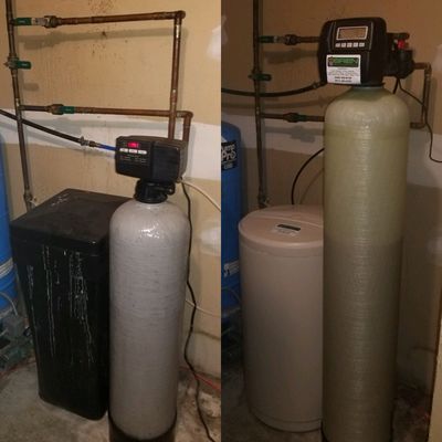 Before and after installation of a new Water Softener.