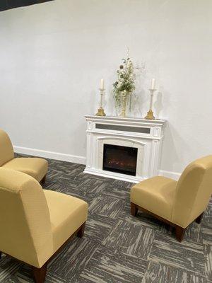 Seating around Fireplace