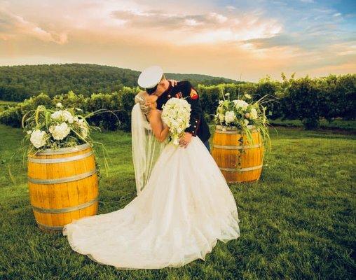 Bride and Groom kiss