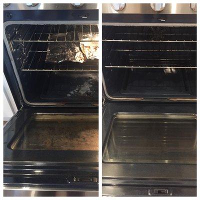 Oven clean before and after