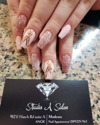 Unique acrylic nails at STUDIO A SALON  912 E Hatch rd suite a Modesto