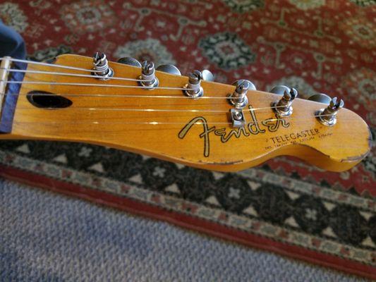 Relic'd custom Telecaster with floating block Strat trem, by Kevin Heffernan, master luthier. Center Stage Guitars. #SurfTwang