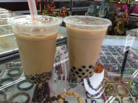 milk tea w/ small boba & regular boba- only 2.50 for two (: