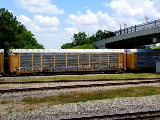 Train seen from TYRON ELLIOTT TRAINWATCHING DECK in Manchester, Georgia.