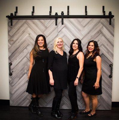 Meet the owners: Katy Dolan- esthetician , KellieSue Cruz-hairstylist, Stephanie Barriera-esthetician.