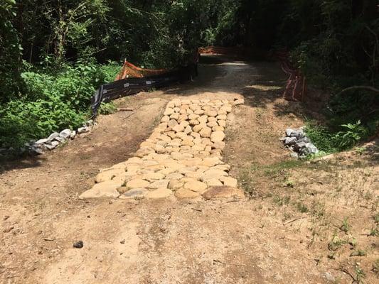 Large cobblestone patches throughout the trail