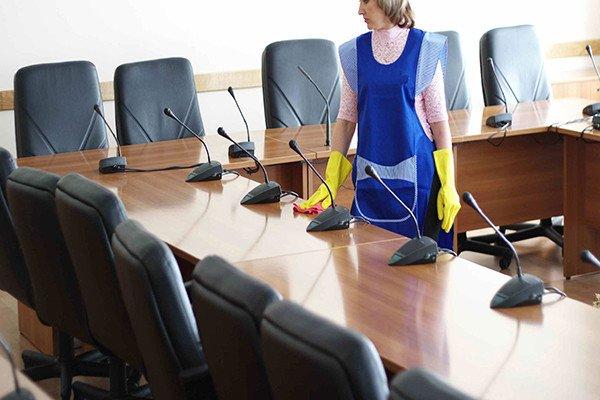 Our conference room being cleaned