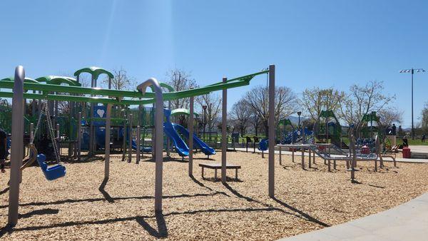 A lot of playground equipment.