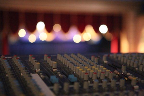 Audio mixing console at the Bama Theatre