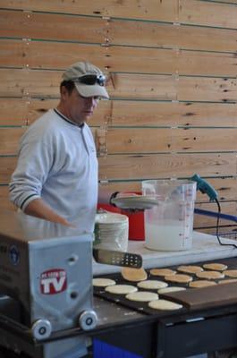 Chris Cakes is on hand and dishes out hundreds of flipping good pancakes. (April 2011)