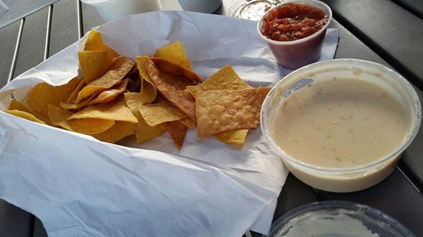 Corn & flour tortillas & cheese queso w/salsa.