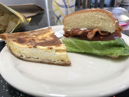 quiche lorraine and 1/2 BLT