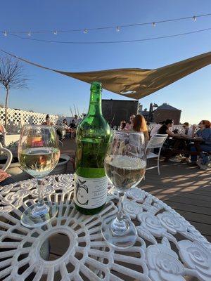 Bottle of wine on the rooftop