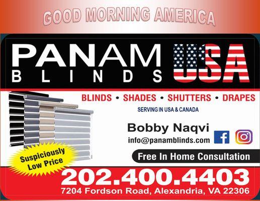 Pan Am Blinds 
 serving in USA