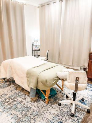 Massage room at Yellow Rose -- a clean, calm space for you to unwind!