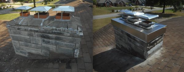 Before and after -- new crown and masonry repair