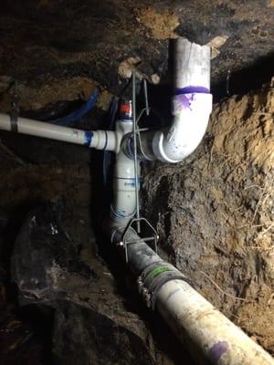 Repaired the drain line (7ft) with 40 pvc pipe and passed city inspection.