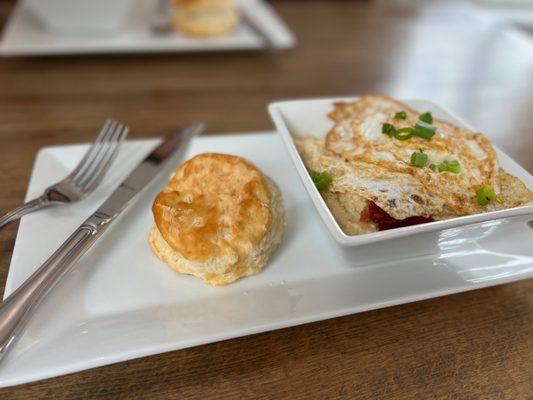 Grits Bowl with homemade biscuit