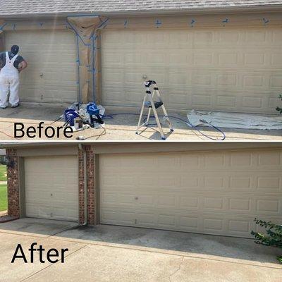 Garage Door before and after painting