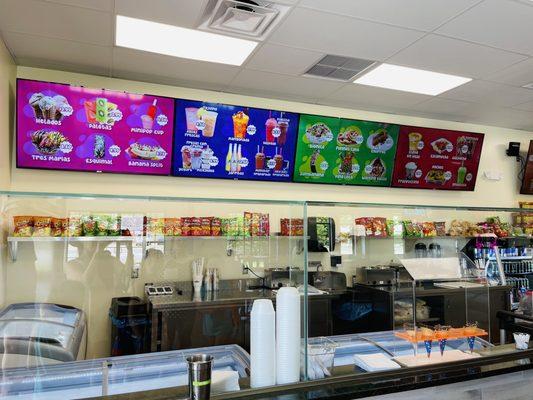 Service counter, lots of ice cream flavors