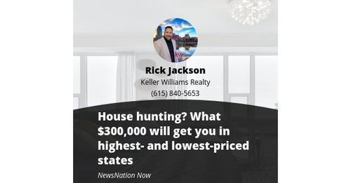 House hunting? What $300,000 will get you in highest- and lowest-priced states
Contact me to discuss the latest scoop in real estate!