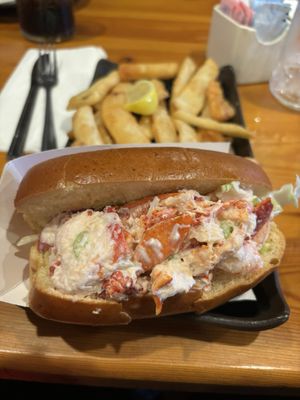 Lobster roll and French fries.