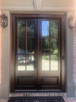 6 lite TDL mahogany double doors