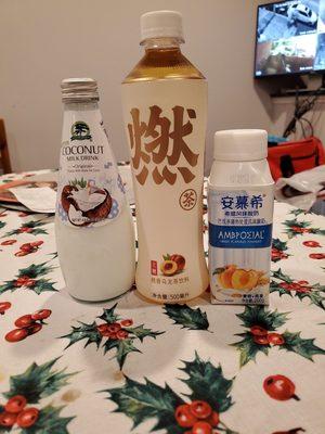 Coconut milk drink Peach tea Peach Greek yoghurt