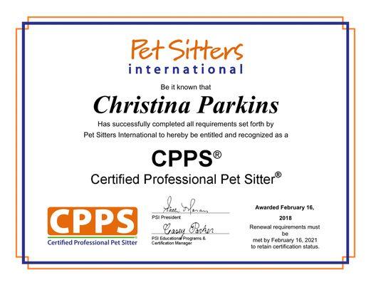 Pet Sitters International Certification