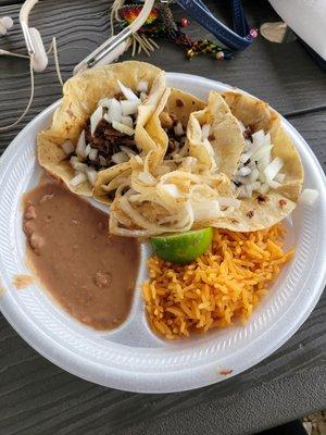 Taco plate $10 choice of meat. This one is barbacoa