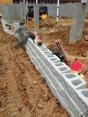 Retaining wall construction.