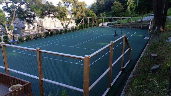 Residential Tennis Court with customized wood fencing