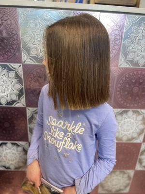 This wonderful little girl donated 9 inches of hair!