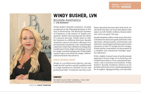 Our Nurse Injector was featured as a leading woman!