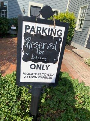 Reserved Parking Spot for the Bride!